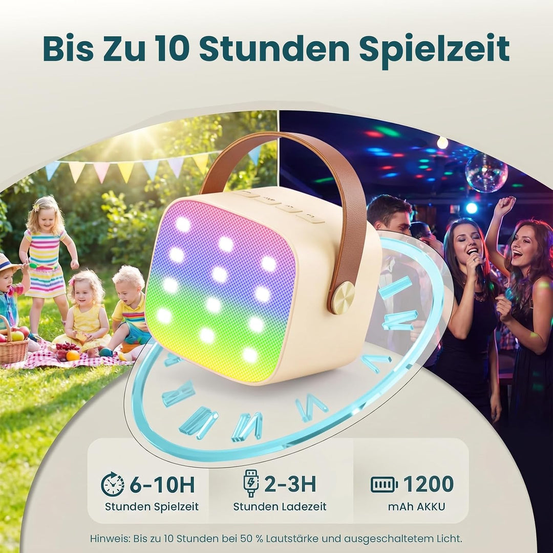 Karaoke Maschine mit 2 Drahtlosen Mikrofonen, Wowstar Tragbares Bluetooth Karaoke Maschine für Kinde