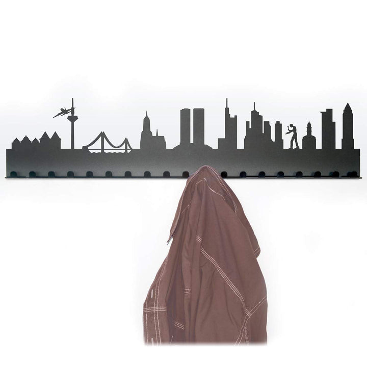 Radius Städtegarderoben - Skyline Wandgarderobe aus pulverbeschichtetem Stahl mit 19 Haken - 80 x 3
