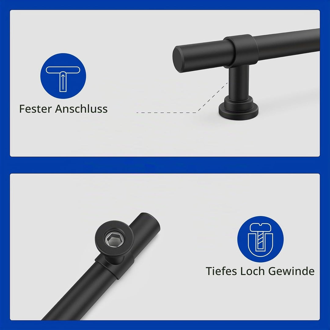 LONTAN 15 Stück Küchengriffe Schwarz Möbelgriffe Schwarz 128mm lochabstand Schrankgriffe Schwarz Gri