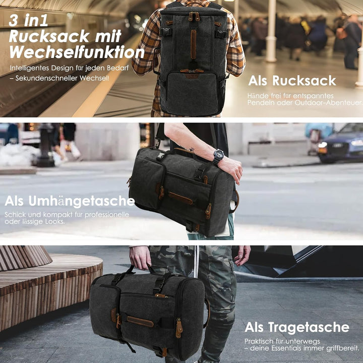 G-FAVOR Rucksack Herren gross, 40L Reiserucksack Handgepäck Rucksack Canvas Travel Backpack für 15,6