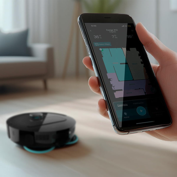 Cecotec Saugroboter und Wischroboter mit Selbstentleerungsstation und App Conga X50 X-Treme. Laserna