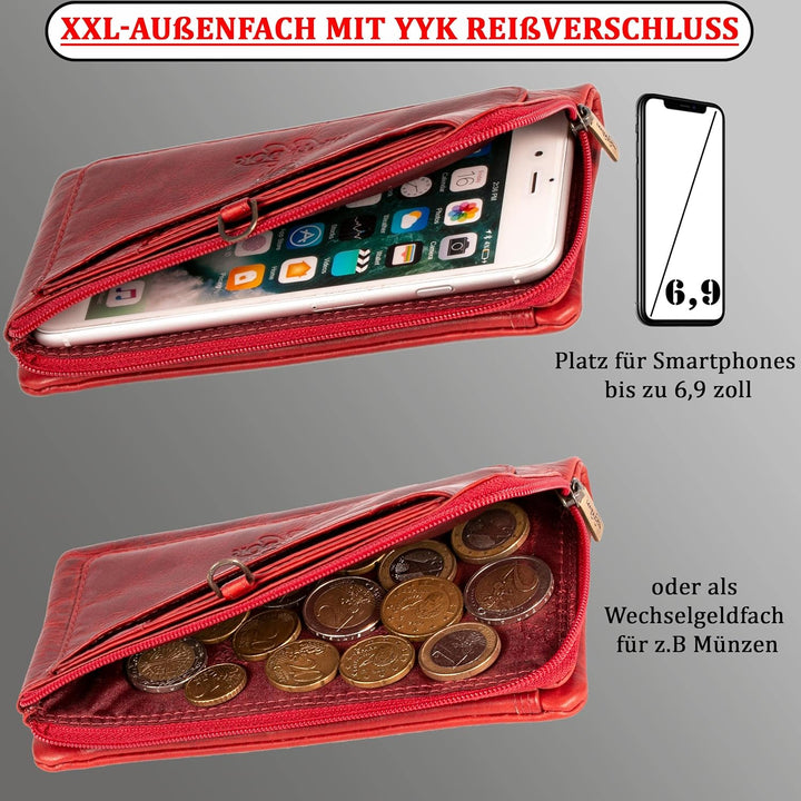 MATADOR |Puebla| Leder Portemonnaie Damen Rot Mittelgross mit edler Geschenk Box | Elegante Rote Gel