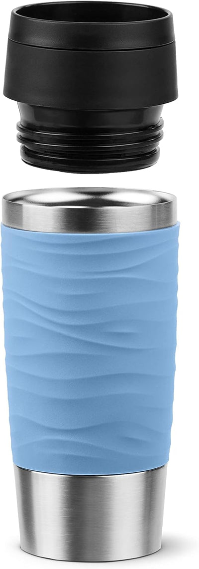 Emsa N20213 Travel Mug Wave Isolierbecher 0,36 Liter | neuer Komfort-Schraubverschluss | Edelstahl |