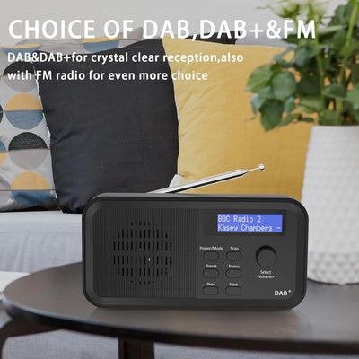 Mycket DAB/DAB+ Digital & FM Radio, Wiederaufladbarer Akku und Netzbetrieb DAB-Radios, Tragbares Dig