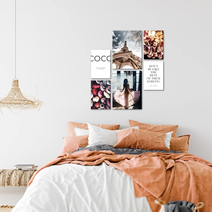 Novart Bilder Set - AUFHÄNGFERTIG - KEIN EXTRA RAHMEN BENÖTIGT - Fashion Paris Modern Coco - Wohnzim