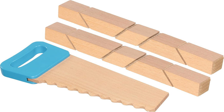 goki 58377 - Holzbausteine mit Klettverbindungen, inklusive Holzsäge für leichtes und kreatives Spie