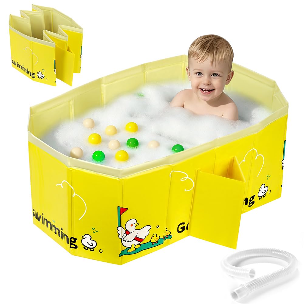 Faltbare Badewanne Kinder Tragbare Säuglings Badewanne Baby mit Ablassschraube Integrierte Tragbare