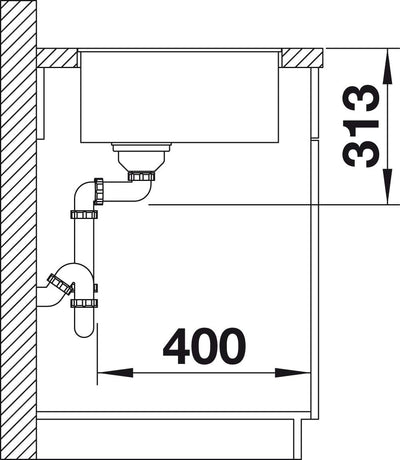 BLANCO SUBLINE 400-F | SILGRANIT weiss | Einbauart: Flächenbündig | ohne Ablauffernbedienung | 50er