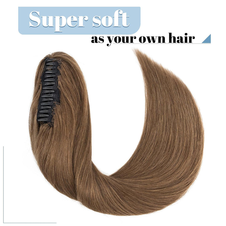 SEGO Ponytail Extension Echthaar Pferdeschwanz Zopf Clip in Haarteil Haarverlängerung 100% Remy Haar