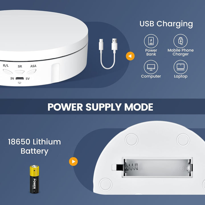 Elektrischer Drehteller, Couleeur 360° Richtung &amp; Geschwindigkeit Einstellbar Mini Drehbarer Drehtel