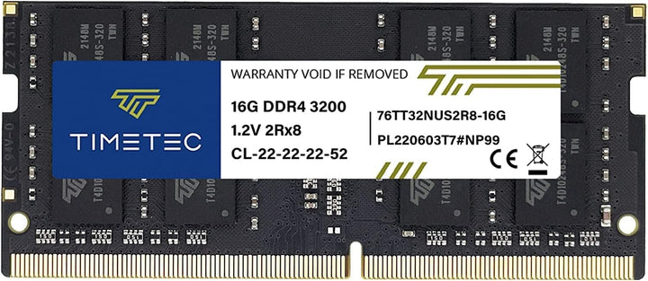 Timetec 16GB DDR4 3200MHz (DDR4-3200) PC4-25600 Non-ECC Unbuffered 1.2V CL22 2Rx8 Dual Rank 260 Pin
