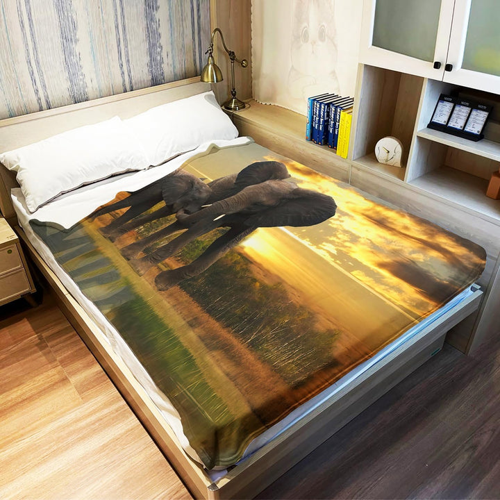 YISUMEI Decke 150x200 cm Kuscheldecken Sanft Flanell Weich Fleecedecke Bettüberwurf Mutter Elefant K