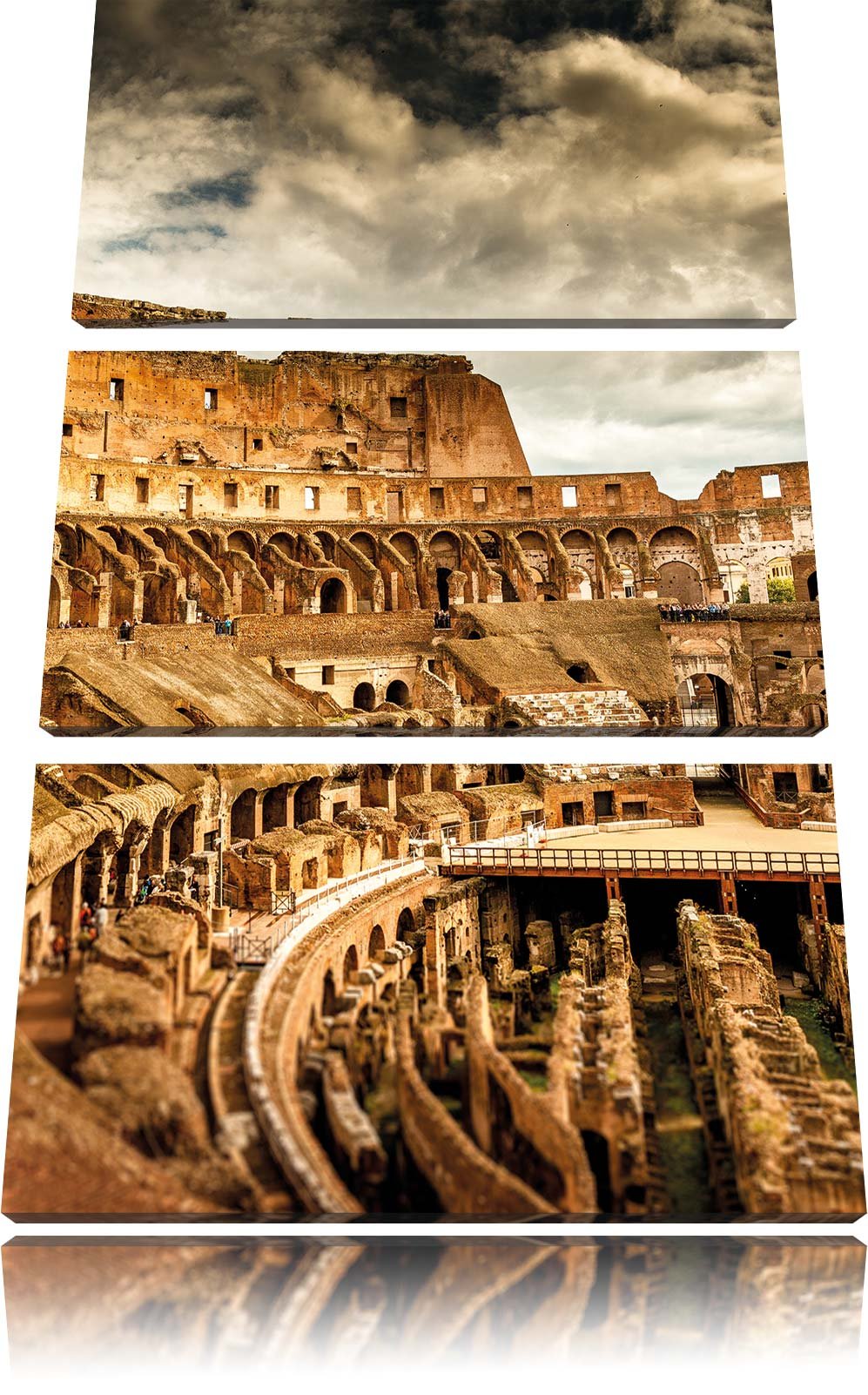Pixxprint Colloseum in Rom von innen als Leinwandbild/Grösse: 3 Teilig (120x80 cm) cm/Wandbild/Kunst