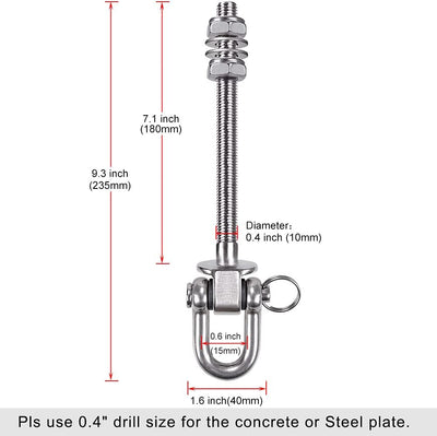SELEWARE Strapazierfähiger Schaukel Aufhänger aus Edelstahl, Schaukelhaken für Holzbalken und Stahlt