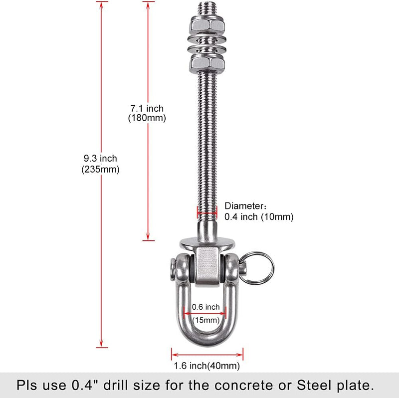 SELEWARE Strapazierfähiger Schaukel Aufhänger aus Edelstahl, Schaukelhaken für Holzbalken und Stahlt
