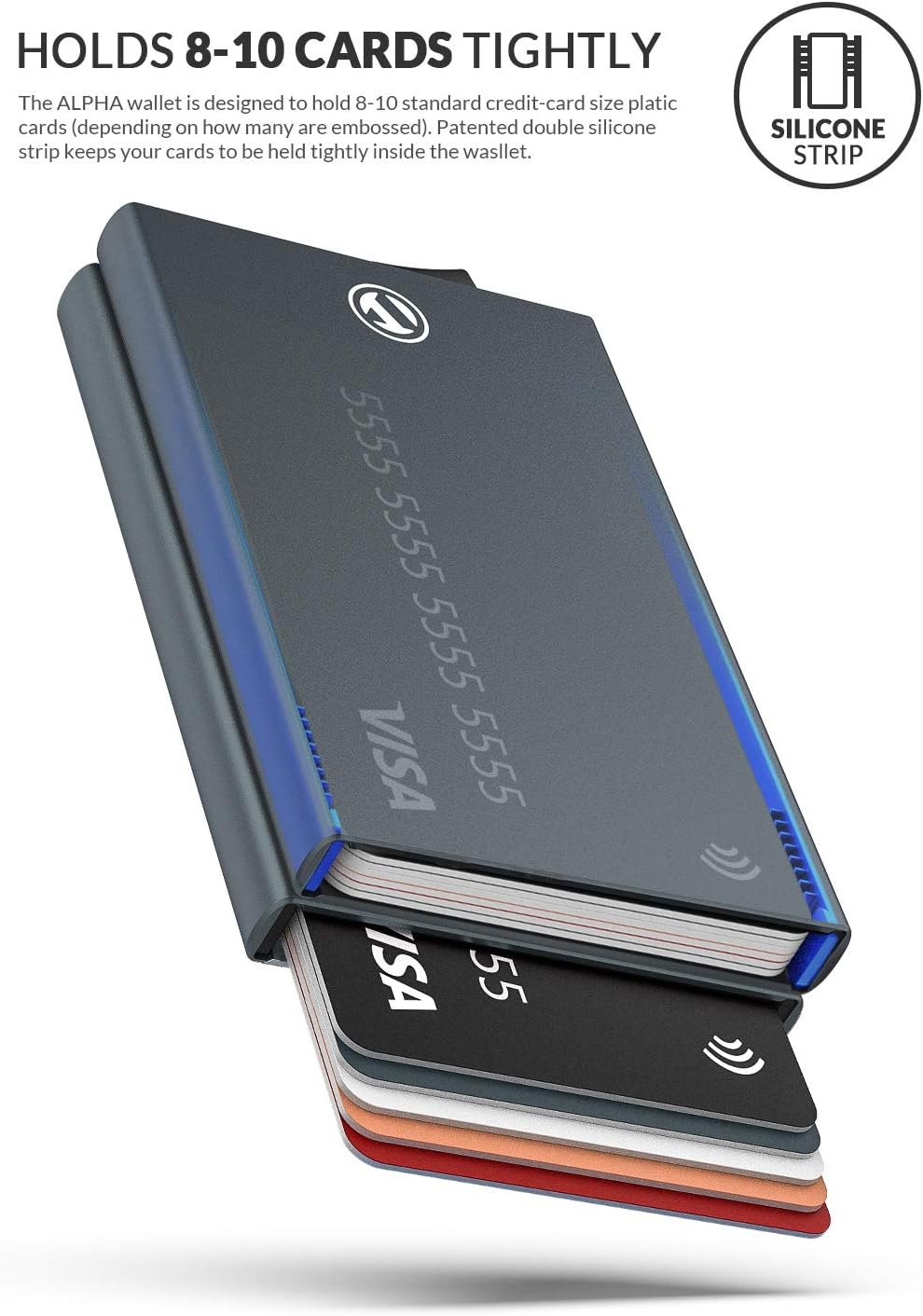 VULKIT Kartenetui Metall mit RFID NFC Schutz Karten Geldbörse Herren Geldbeutel Doppelt Karten Etui