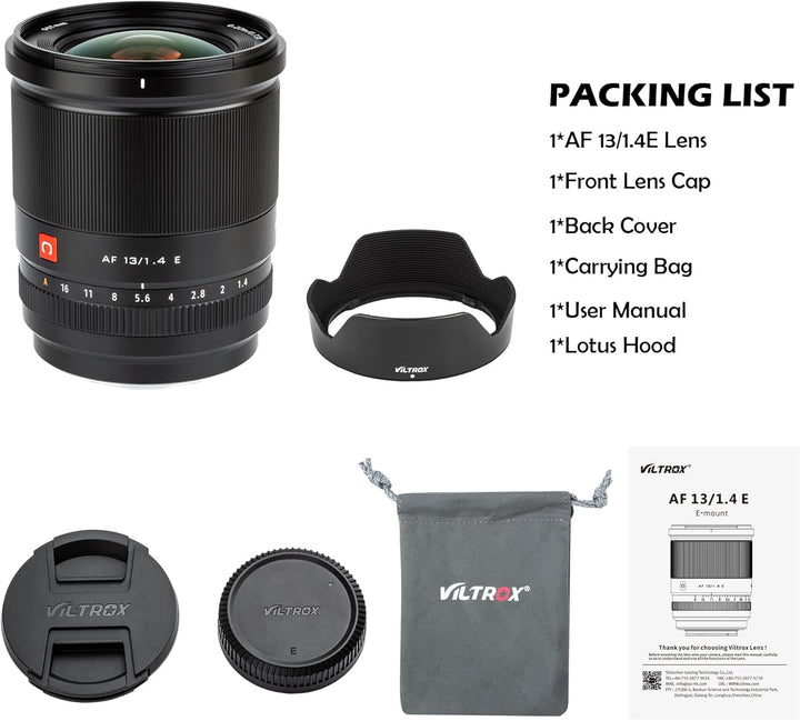 VILTROX 13mm f/1.4 F1.4 E Mount Objektiv, Ultraweitwinkel APS-C AF Prime Objektiv für Sony E-Mount s