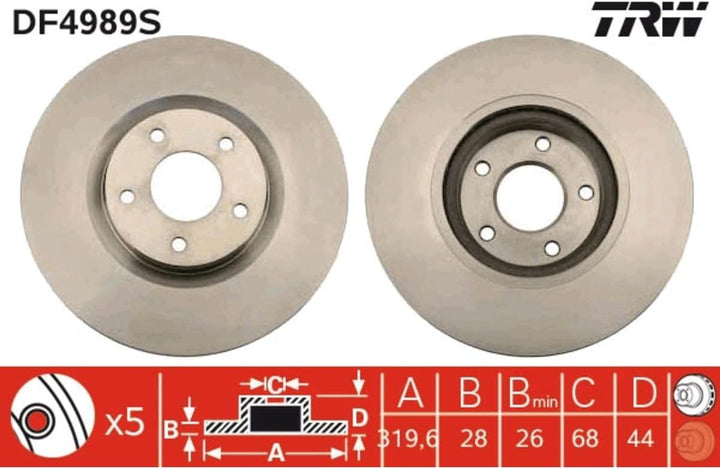 TRW AUTOMOTIVE AFTERMARKET DF4989S Bremsscheibe - (1 stuck)