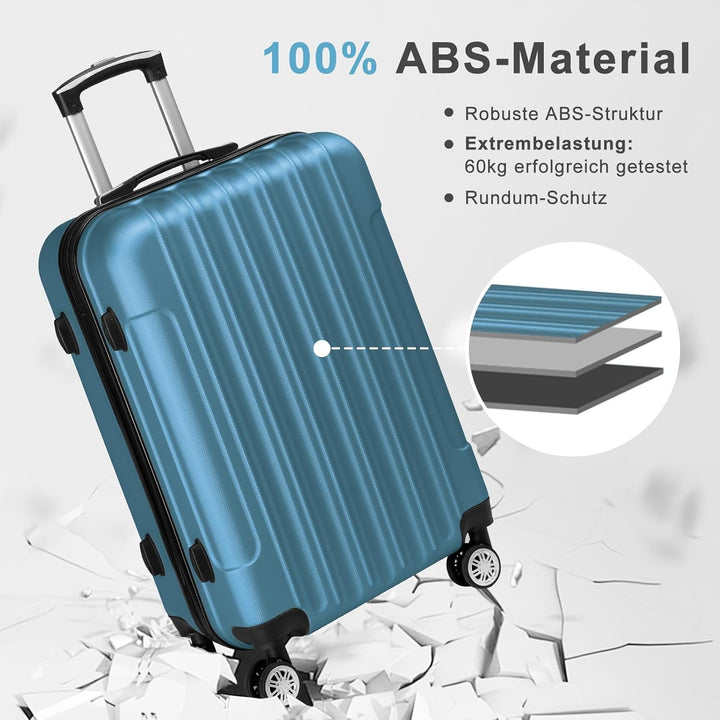 LALAHO Kofferset 5 teilig mit Kosmetikkoffer, Hartschalen Koffer Set aus ABS, Reisekoffer Set, Gepäc