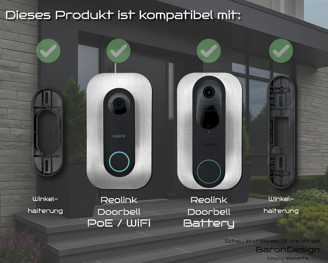 Edelstahl Blende | Zubehör für Reolink Video-Türklingel | Battery, 5MP, Ultra HD, 2K, 4MP, WiFi, PoE