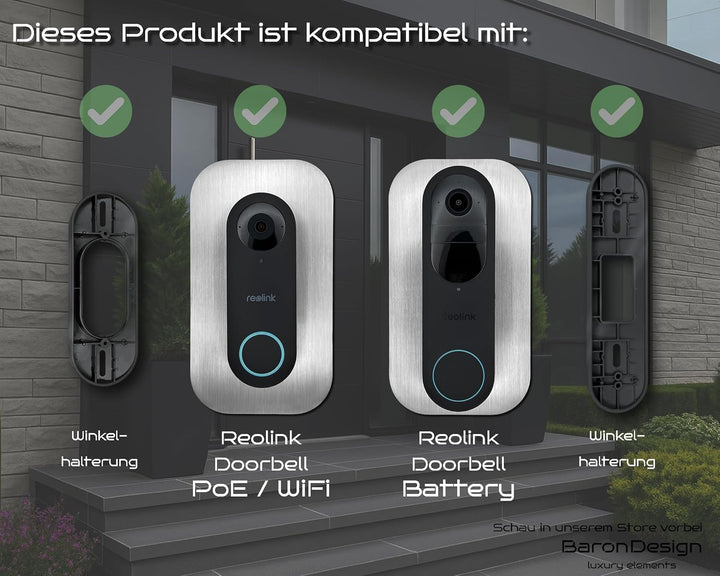 Edelstahl Blende | Zubehör für Reolink Video-Türklingel | Battery, 5MP, Ultra HD, 2K, 4MP, WiFi, PoE