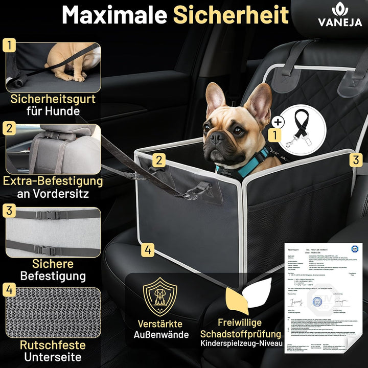 Hundeautositz fürs Auto – Sicher & wasserdicht – TÜV-geprüft – für kleine & mittlere Hunde