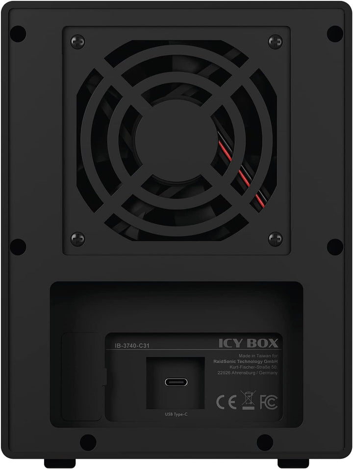 ICY BOX Externes 4-Fach USB-C Gehäuse für 2,5 Zoll & 3,5 Zoll SSD und Festplatten, USB 3.1 (Type-C,