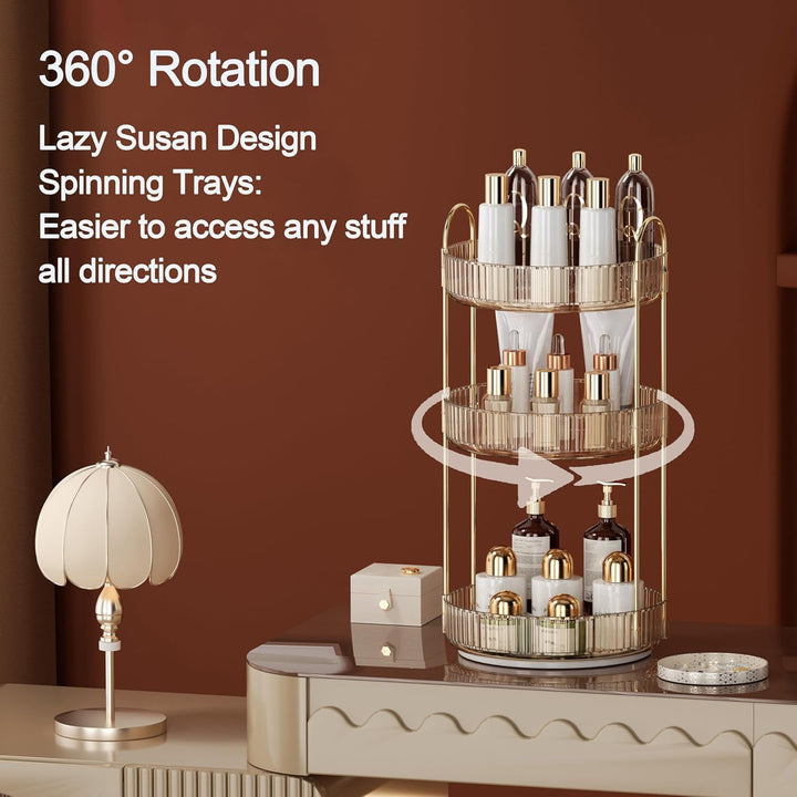 Make Up Kosmetik Organizer, 360° Drehbar Grosse Kapazität Kosmetik Organizer, Multifunktionaler Kosm