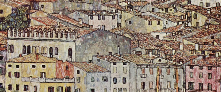 Pixxprint Glasbild Panorama, Wandbild aus Echtglas, Gustav Klimt - Malcesine am Gardasee, 100x40 cm,