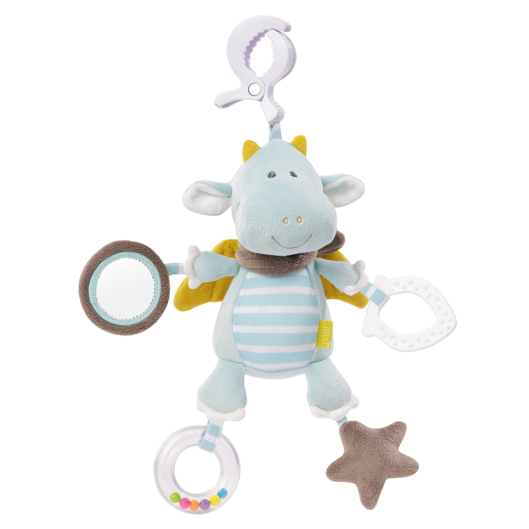Fehn Activity-Spieltier Drache – Baby Motorikspielzeug für Kinderwagen, Kinderbett und Babyschale zu