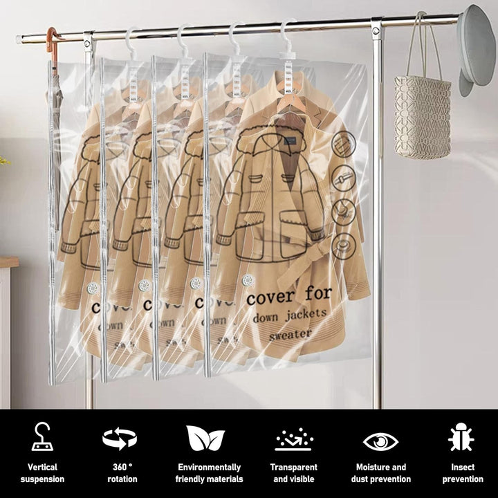 5 Stück Vakuumbeutel für Kleidung, 110x70cm Vakuumierbeutel kleidung, Vacuum Bags for Clothing Mit K