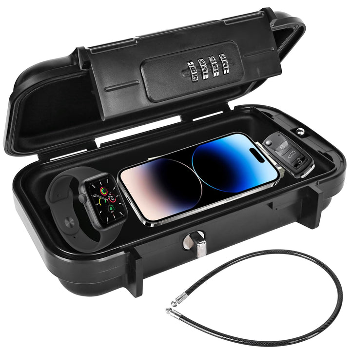 Tragbarer Tresor, Wasserdicht Sicherheitsbox Outdoor mit 4 Stellig Kombination Zahlencode &amp; Abnehmba