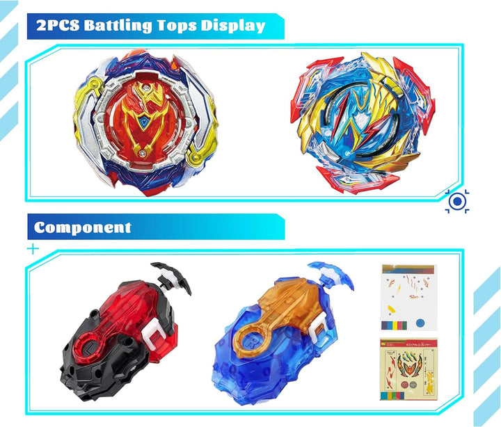 Bey Kampfkreisel Metal Fusion Blade Kreisel Set mit Launcher Griff Valtryek Achilles (201 & 193) 201