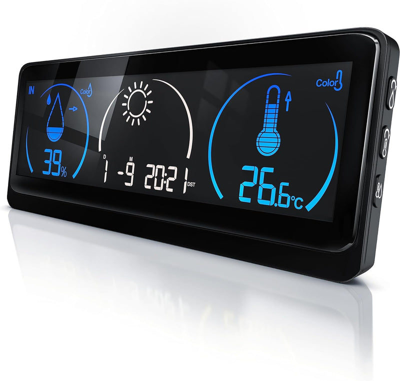 Funk Wetterstation mit Farbdisplay und Aussensensor - DCF Empfangssignal Funkuhr - Innen- und Aussen