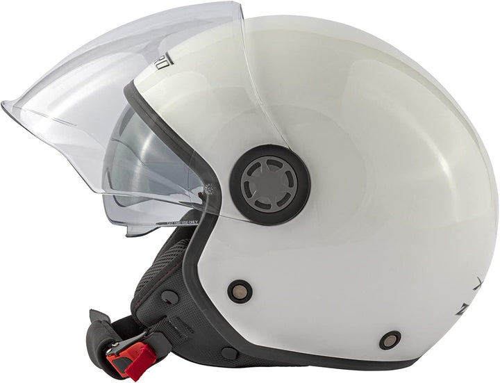 Jethelm Roller Motorrad Helm Zugelassen ECE2205 Lange Klares Visier Sonnenblende 59-60 cm ( L) Weiss