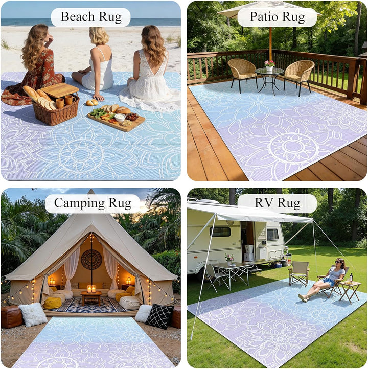 Wetterfest Wendbarer Outdoor Teppich (Bläulich-Violett, 180 x 270 cm) Bläulich-violett 180 x 270 cm,
