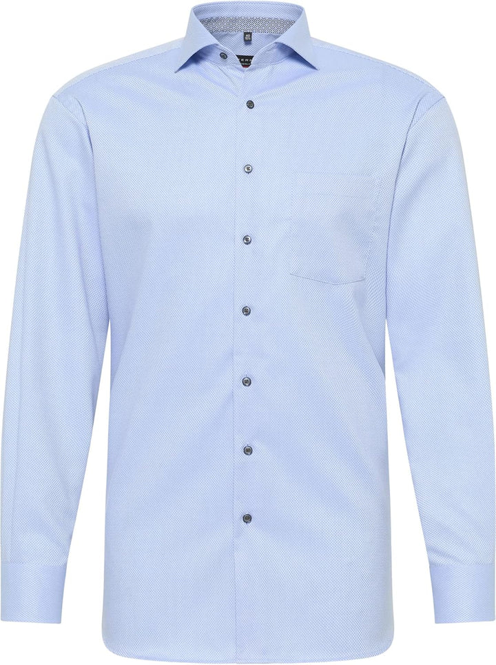 ETERNA Modern Fit Hemd Langarm New Kent Kragen Muster weiss 42 Blau, 42 Blau