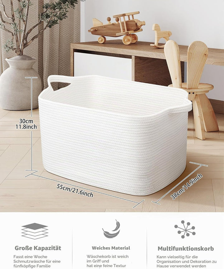 JOJOSEE Faltbarer Wäschekorb, Korb Aufbewahrung, 63L Grosse Aufbewahrungskorb, Laundry Baskets aus B