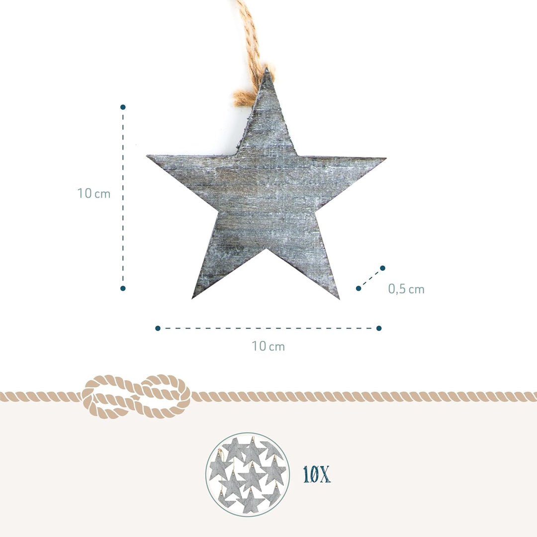 Weihnachtsanhänger Sterne, 10 Stück: Holzanhänger Stern, Geschenkanhänger Holz Weihnachten, Anhänger