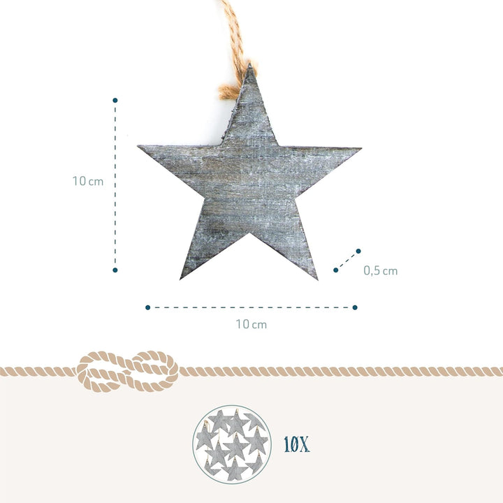 Weihnachtsanhänger Sterne, 10 Stück: Holzanhänger Stern, Geschenkanhänger Holz Weihnachten, Anhänger