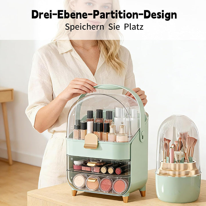 2 StüCk Make Up Organizer & Drehbar Pinselhalter, GrossE KapazitäT ParfüM Organizer, Kosmetik Organi
