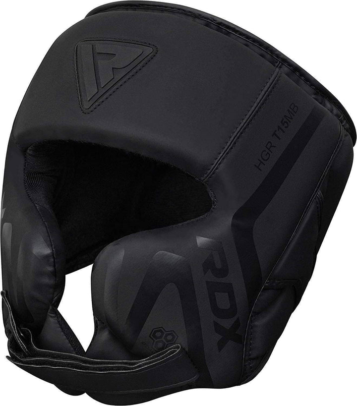 RDX NIOR Kopfschutz Boxen, Maya Hide Leder, Kickboxen MMA Kampfsport Schwarz Kopfschützer Thaiboxen