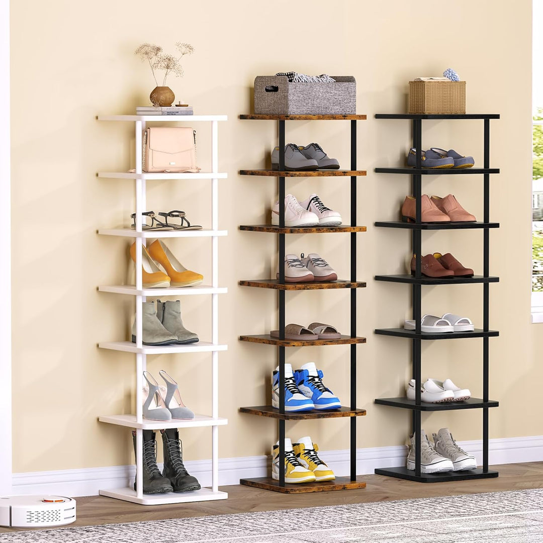 Huhote Vertikales Schmales Schuhregal, Standregal mit 7 Ebenen, Schuhablage, Schuhablagen, Schuhaufb