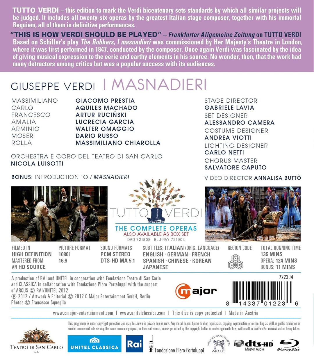 Tutto Verdi: I Masnadieri [Blu-ray], Blu-ray