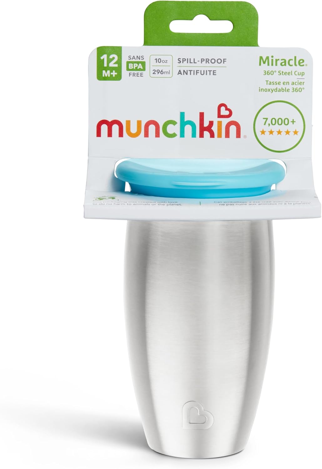 Munchkin Miracle 360°- Edelstahl-Trinkbecher für Babys und Kleinkinder, BPA-frei, auslaufsicher, spü