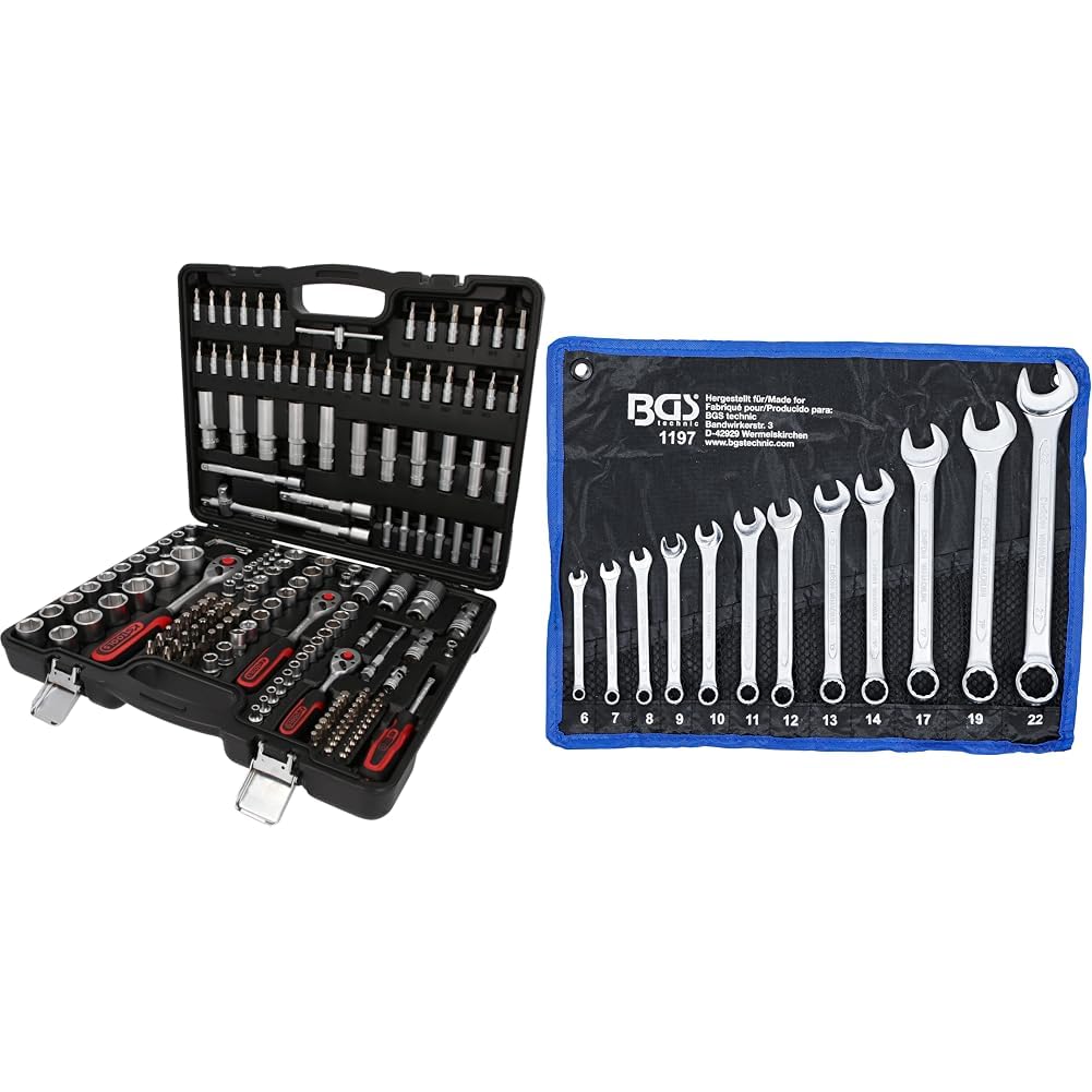 KS Tools 917.0779 1/4 Zoll + 3/8 Zoll + 1/2 Zoll Steckschlüssel-Satz | mit 3 Umschaltknarren, 72-Zah