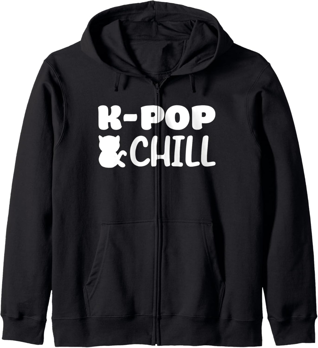 K-Pop and Chill mit Kawaii Katze Silhouette Kapuzenjacke