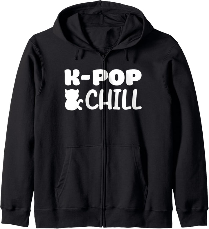 K-Pop and Chill mit Kawaii Katze Silhouette Kapuzenjacke