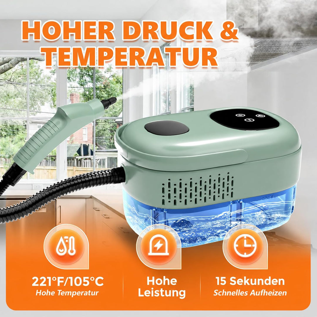 Dampfreiniger, Dampfreiniger Handgerät, 1.1L Wassertank, 15 Sekunden Aufheizzeit, Hochdruck Steam Cl