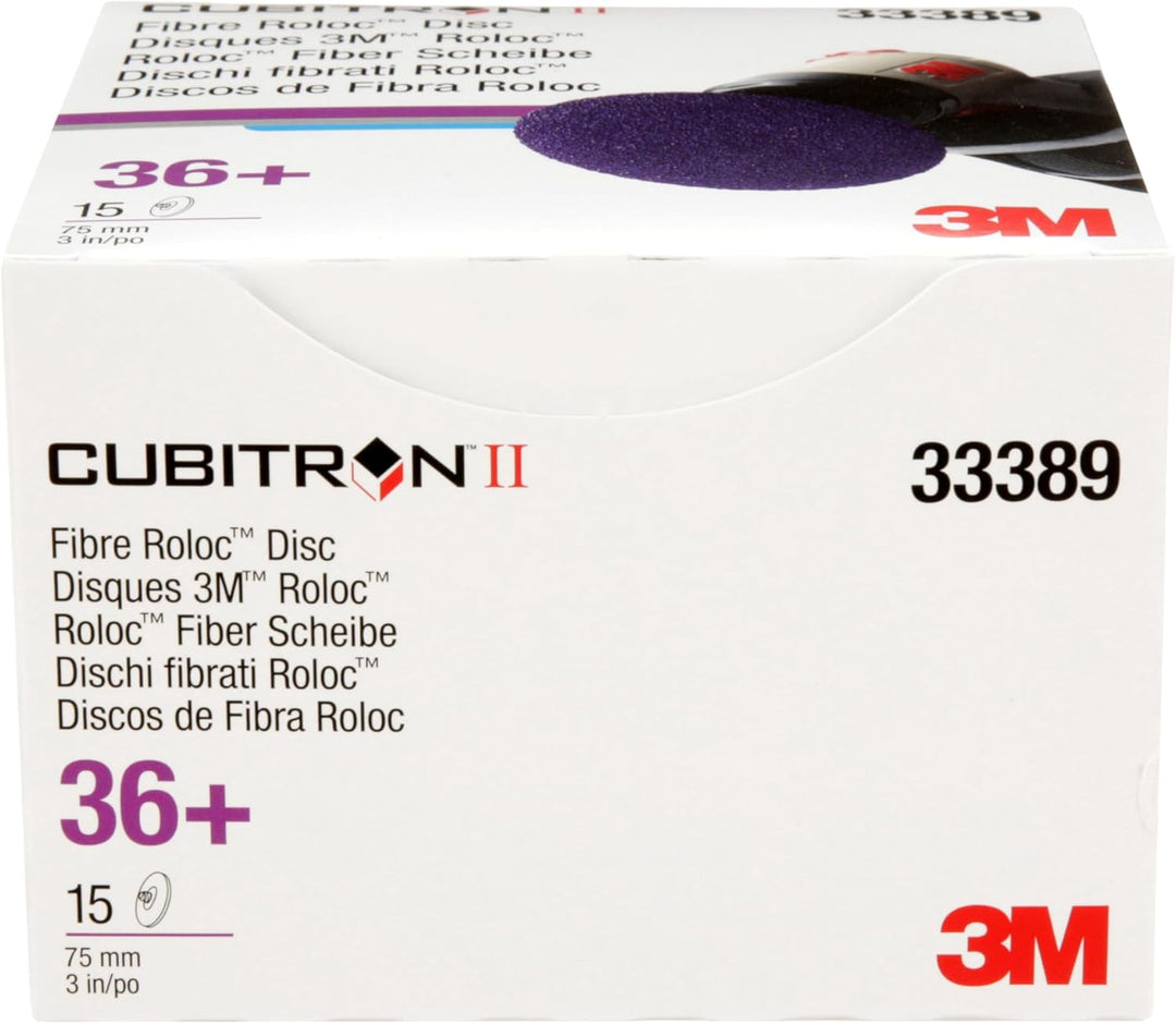 3M Cubitron II Roloc-Faserscheibe, 786C, 33389, 7,6 cm, Körnung 36+, 15 Stück, hohe Leistung, schnel